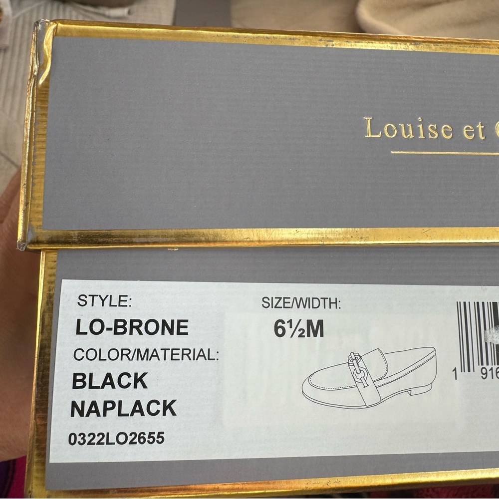 Louise et Cie Glossy Black Loafers with Gold Accent Lo-Brone - Picture 4 of 5
